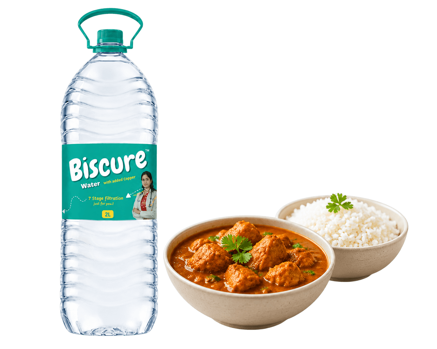 Biscure 2 Liter packaged drinking water bottle